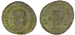 Philippe 1er - Dupondius - Cippe (248, Rome)