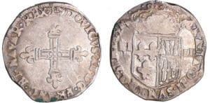 Louis XIII (1610-1643) - ¼ d'écu de Navarre à la croix fleurdelisée - 1615 M (St Palais)