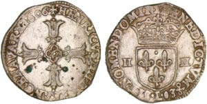 Henri IV - Quart d'écu à la croix feuillue - 1606 L (Bayonne)