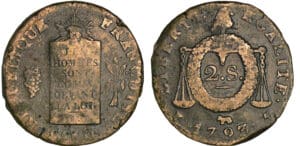 2 sols à la balance - 1793 (Pau)
