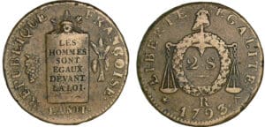 2 sols à la balance - 1793 R (Orléans)