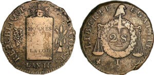 2 sols à la balance non daté (1794) - An II I (Limoges)
