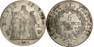 5 francs Hercule union et force - An 7 L sur A (Bayonne)