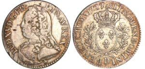 Louis XV (1715-1774) - 1/5 d'écu aux branches d’olivier - 1727 D (Lyon)