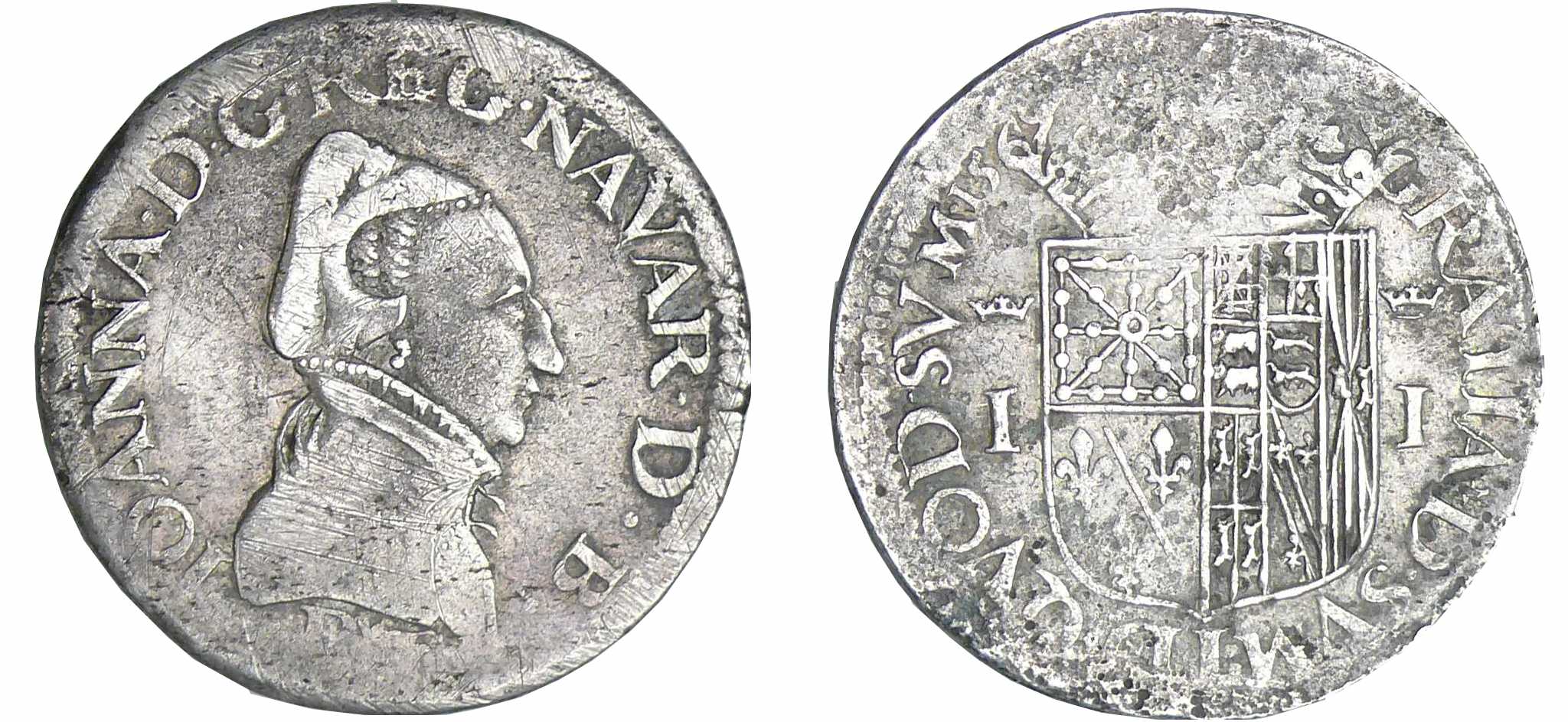 Navarre - Jeanne d'Albret - Teston 1565 (Pau) Navarre - Jeanne d'Albret - Teston 1565 (Pau)