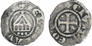 Savoie - Evêché de Lausanne - Denier au temple XIIème siècle.