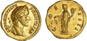 Antonin le Pieux - Aureus (149, Rome) - L'Equité Antonin le Pieux - Aureus (149, Rome) - L'Equité