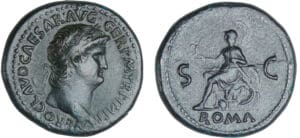 Néron - Sesterce (66, Lyon) - Rome assise