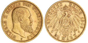 Allemagne - Wüttemberg - Wilhelm II - 20 marck 1900 F