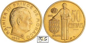 Monaco - Rainier III - 50 centimes 1962 - Essai en or