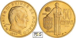 Monaco - Rainier III - 50 centimes 1962 - Essai en or