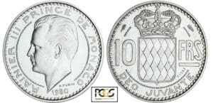 Monaco - Rainier III - 10 francs 1950 - Essai en argent