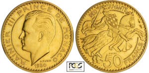 Monaco - Rainier III - 50 francs 1950 - Piéfort en or