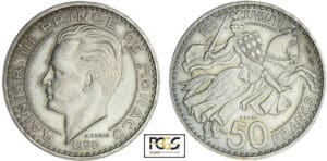 Monaco - Rainier III - 50 francs 1950 - Piéfort en argent