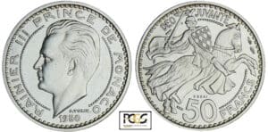 Monaco - Rainier III - 50 francs 1950 - Essai en argent