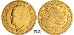 Monaco - Rainier III - 100 francs 1950 - Piéfort en or
