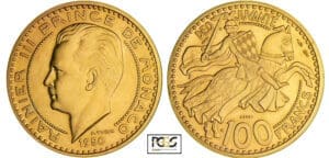 Monaco - Rainier III - 100 francs 1950 - Piéfort en or