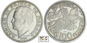 Monaco - Rainier III - 100 francs 1950 - Piéfort en argent