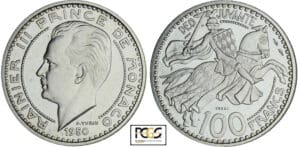 Monaco - Rainier III - 100 francs 1950 - Essai en argent