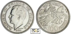 Monaco - Rainier III - 100 francs 1950 - Essai en argent