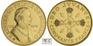 Monaco - Rainier III - 50 francs 1974 - Essai en or