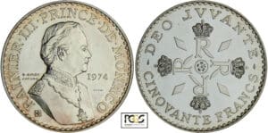 Monaco - Rainier III - 50 francs 1974 - Essai en argent