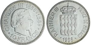 Monaco - Rainier III - 10 francs 1966