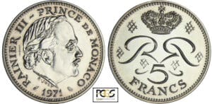 Monaco - Rainier III - 5 francs 1971 - Essai en argent