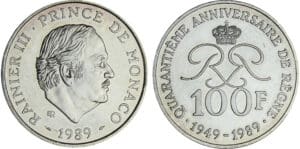 Monaco - Rainier III - 100 francs 1989