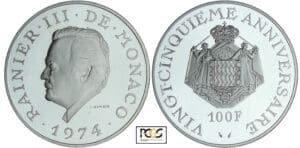 Monaco - Rainier III - 100 francs 1974 - Monnaie de prestige