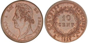 Charles X - Emission générale pour les colonies - 10 centimes 1828 A (Paris)