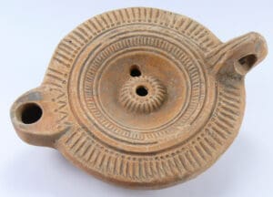 Romain - Lampe à huile en terre cuite - Ombilic - 2ème-5ème siècle