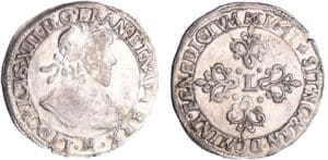 Louis XIII (1610-1643) - ½ franc au buste juvénile, tête laurée, col rabattu - 1641 N (Montpellier)