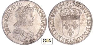 Louis XIV (1643-1715) - ¼ d'écu à la mèche courte - 1645 A (Paris) Point