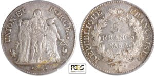 Directoire (1795-1799) - 5 francs Hercule union et force An 8 A (Paris)