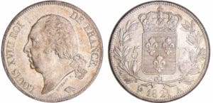 Louis XVIII (1815-1824) - 5 francs au buste nu 1821 A (Paris)