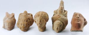 Romain - Lot de 5 têtes en terre cuite - 3ème-5ème siècle
