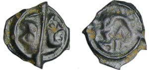 Lingons - Potin oyindia à la tête janiforme (80-50 av. J.-C.)