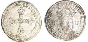 Louis XIII (1610-1643) - ¼ d'écu à la croix fleurdelisée, avers côté croix - 1642 M (Toulouse)