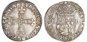 Louis XIV (1643-1715) - ¼ d'écu de Navarre, frappe au marteau - 1649 (Saint-Palais)