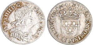 Louis XIV (1643-1715) - 1/12 d’écu à la mèche courte - 1644 A (Paris) point