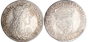 Louis XIV (1643-1715) - ½ écu au buste juvénile, 1er type - 1663 9 (Rennes) 63 / 53