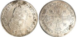 Louis XIV (1643-1715) - ½ écu aux 8 L, 2ème type - 1704 9 (Rennes)