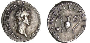 Nerva - Denier - (97, Rome) - Instruments pontificaux