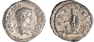 Géta - Denier (205, Rome) - Géta sacrifiant