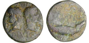 Agrippa et Auguste - Dupondius de Nîmes (10-14 av. J.-C., Nîmes)