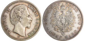 Allemagne - Bayern - Ludwig II (1864-1886) - 5 Mark 1874 D