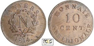 Napoléon 1er (1804-1814) - 10 centimes Siège d'Anvers 1814 R