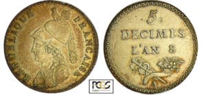 Napoléon 1er (1804-1814) - Essai de la 5 décime an 8 Lorthior