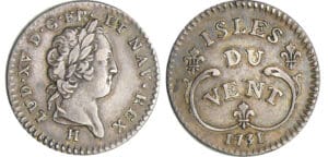 Louis XV - Isles du vent (Antilles) - 12 sols 1731 H (La Rochelle)